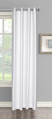 Decoholic Faux Texture Pro Solid Durable Heavy Polyester Fabric Insulated Grommet Curtains/Drapes For Bedroom/Living Room Door – 8 Feet – 1 Panel, White
