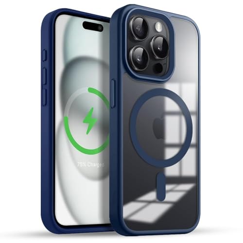 Amazon Basics Mag-Safe Case Compatible For Iphone 15 Pro Cover | Transparent Ultra Hybrid Drop And Camera Protection Back Cover Case Compatible For Iphone 15 Pro (Blue, For Iphone 15 Pro)