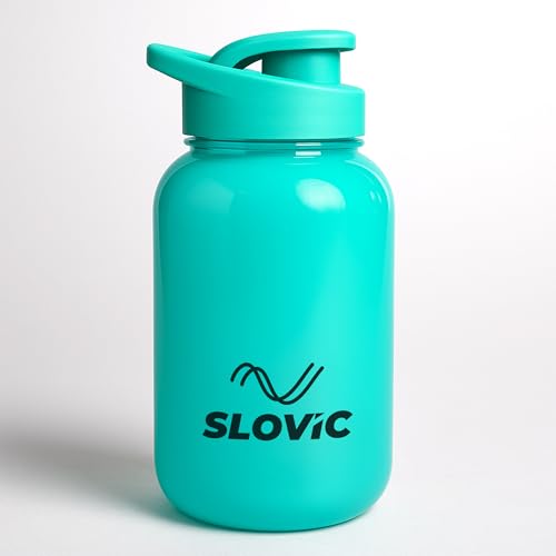 Slovic Water Bottle With Sipper Cap [600 Ml] | Leaf-Proof Gym Bottles For Adults | 100% Bpa Free Water Bottle For School Kids | Ideal For Traveling & Office | Ergonomic Carry Handle | Solid Blue