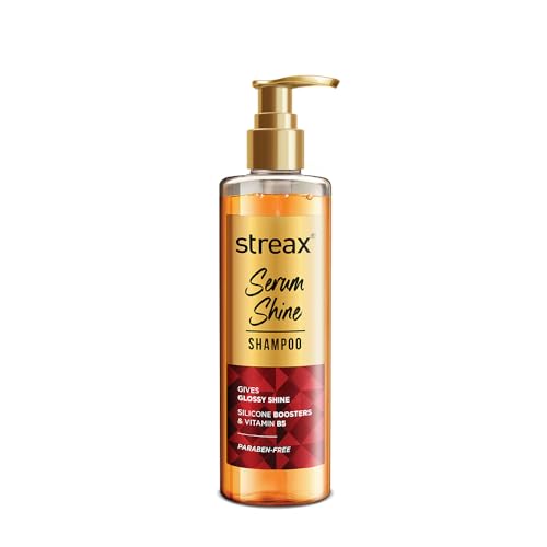 Streax Serum Shine Shampoo, 490Ml |Shampoo For Frizzy And Dry Hair |Mildy Everyday |For Women & Men,Paraben-Free With Silicon Boosters & Vit B5 | For Smooth & Shiny Hair