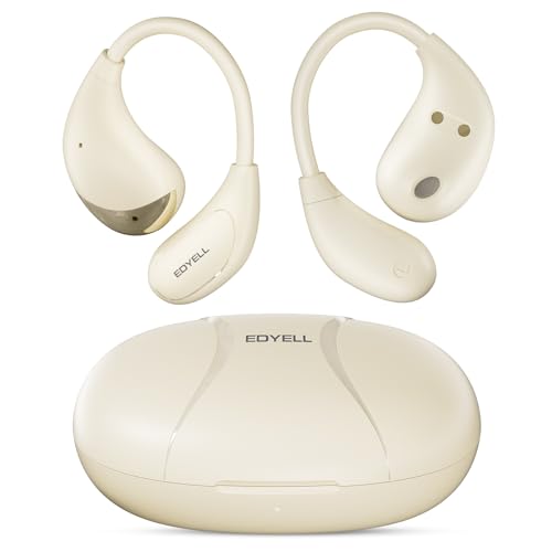 Edyell Wireless Open Ear Buds, 72 H Playtime Waterproof Earphones Wireless, Hi-Fi Sound Bluetooth Earbuds, Touch Control Sport Headphones With Type-C Fast Charging (Fm-Ows-C5-Beige)