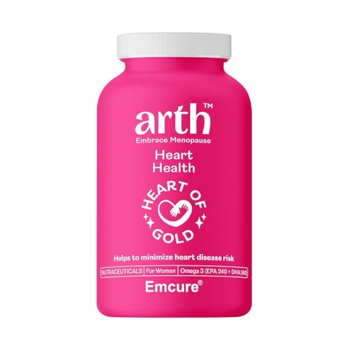 Arth Heart Health Support | Omega 3 Supplement To Support Cardiovascular Health & Cholesterol Management | 100% Natural Omega 3 Capsules With Epa 240Mg & Dha 160Mg | 1 Month Pack (30 Veg Capsules)