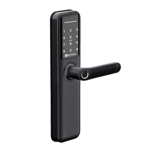 Bonkaso Stainless Steel H6 Smart Door Lock And Office 6-Way Unlocking Features Fingerprint Passcode Key Card Access Bluetooth Mechanical Otp 2 Year Warranty (Black, Free Installation)