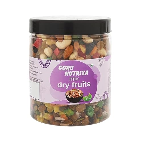 Goru Nutrixa Premium Trail Mix 250Gm | Healthy Mixed Nuts With Dry Fruits Panchmeva | Apricot, Sunflower, Pumpkin Seeds, Almond, Cashews, Mix Fruits, Dates, Black & Green Raisins