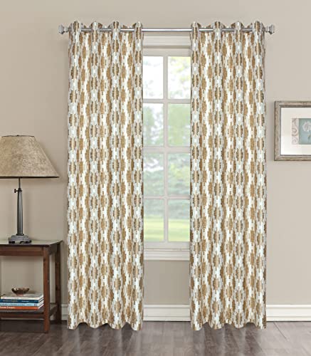 Decoholic Ultimate Digital Print Insulated Crystal Grommet Room Darkening Curtains/Drapes For Bedroom/Living Room Long Door – 9 Feet – 2 Panels, Gold