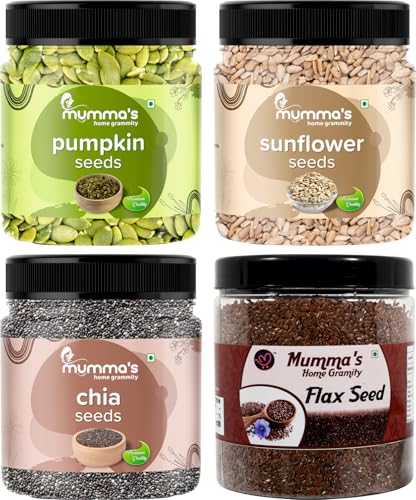 Mumma’S Home Gramity 4 X 250Gm Each (Total 1000Gm) 100% Natural Pumpkin, Sunflower, Chia, Flax Seeds With High Dietary Fiber Mix Seed Rich In Magnesium