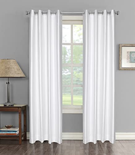 The Decor Hub Faux Texture Plain Curtains For Door With Eyelets | Room Darkening Curtains For Living Room | White Curtains 7 Feet Set Of 2 Panels