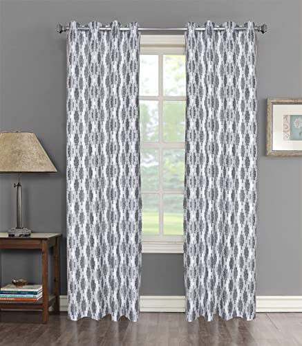 Decoholic Ultimate Digital Print Insulated Crystal Grommet Room Darkening Curtains/Drapes For Bedroom/Living Room Window – 5 Feet – 2 Panels, Grey