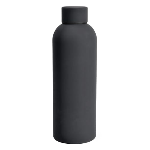 Supergenerix 500Ml Matte Finish Stainless Steel Water Bottle | Vacuum Insulated Travel Bottle |12 Hrs Hot & 18 Hrs Cold| Smooth Rubber Finish Water Bottle (Black)