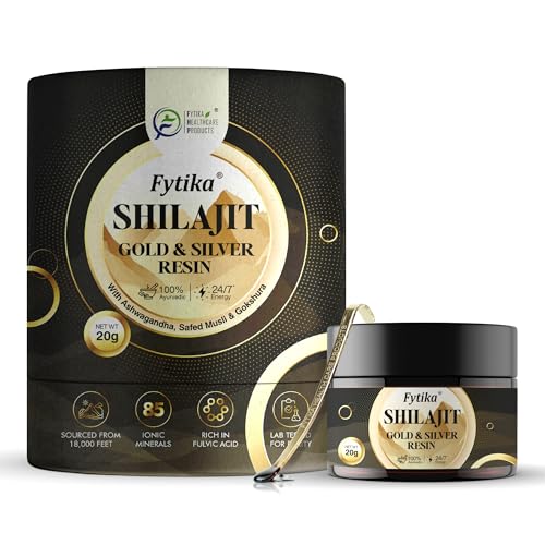 Fytika Shilajit/Shilajeet Gold And Silver Resin-20 G|100% Ayurvedic Himalayan Shilajit|Swarn Bhasam,Rajat Bhasam,Ashwagandha,Safed Musli,Gokshura|For Strength,Stamina And Energy,1 Count,20 Grams