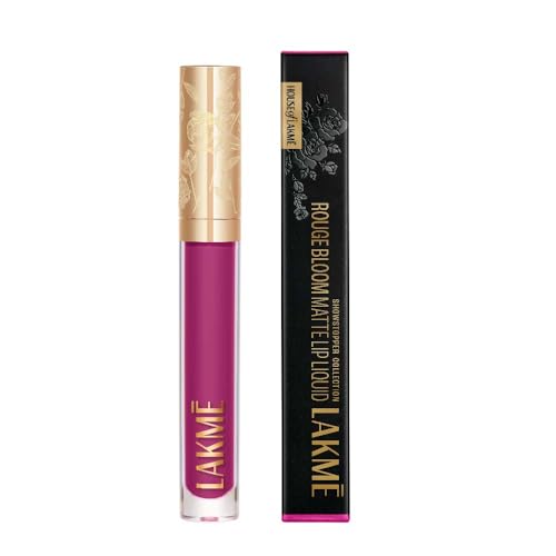 Lakme Rouge Bloom Matte Lip Liquid, Matte Finish, Longlasting For Up To 14 Hours, Quick Drying & Transfer-Proof, Infused With Vita Rose For Smooth & Moisturised Lips – Iconic Iris