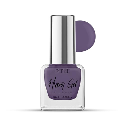 Renee Hyper Gel Nail Paint – Aubergine Purple 10Ml, Quick Drying, Glossy Finish, Long Lasting, Chip Resisting Formula With High Shine Polish, Acetone & Paraben Free