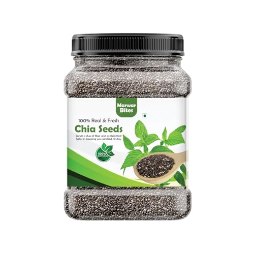 Marwarbites Chia Seeds – Seeds For Weight Management | Rich In Calcium, Protein & Fibre | Beat The Heat | Clean Chia Seeds For Eating | Antioxidant Rich Seeds (1Kg)