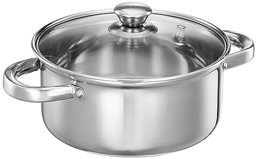 Amazon Brand – Solimo Flat Bottom Casserole With Glass Lid | 3L | 20 Cm | Silver