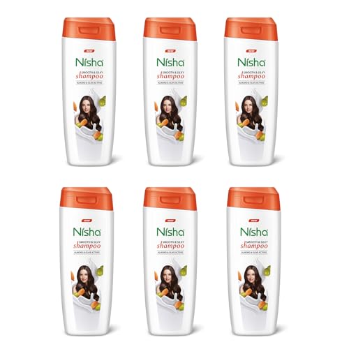 Nisha Almond And Olive Shampoo For Women & Men For Silky, Shiny And Smooth Hair, Reduce Dandruff & Breakage, All Hair Types, 75 Ml (Pack Of 6)