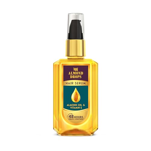 Bajaj Almond Drops Hair Serum 50 Ml, Contains Almond Oil And Vitamin E Hair Serum For Dry Frizzy Hair, Nourishing Hair Serum