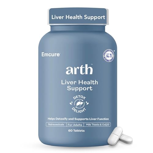 Arth Liver Health Support | Silymarin Or Milk Thistle (300Mg), Coq10, Vitamin C & Vitamin E | Natual Liver Detox & Digestion Support | Fatty Liver Support Supplement- 60 Veg Liver Detox Tablets