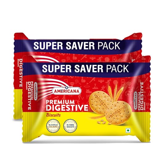 Americana Premium Digestive Biscuits | No Artificial Colours | Hi Fibre Biscuits Pack Of 2 (495G X 2)