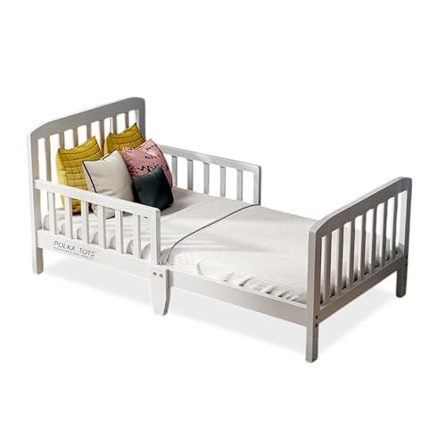 Polka Tots Sidesnug Toddler Bed – Wooden Baby Bed For Newborns & Kids | Portable, Safe & Stylish – White