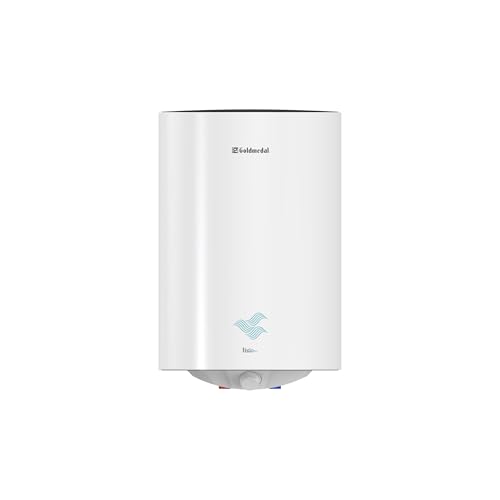 Goldmedal Tizio 25 Liters 5 Star Rated Storage Water Heater (Geyser) With Titanium Glassline Coated Tank| Preset Thermal Cutout |Temperature Control Knob|4 In 1 Safety Valve| (White)