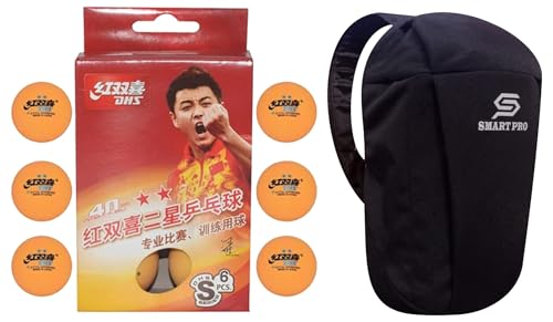 Dhs Tt Ball S-S1840By 2 Star Y Supermarket (6 Pcs Box) 30 Pcs With Smart Pro Tt Special Cover Speed Black