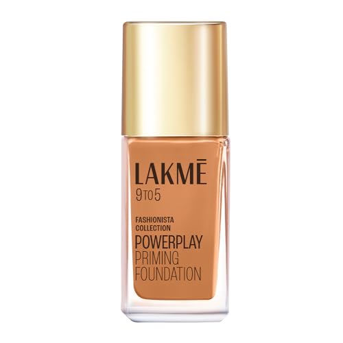 Lakme Powerplay Priming Foundation, Natural, Flawless Finish, Medium To Full Coverage, Built In Primer, Long Lasting, Spf 20, Neutral Chestnut, 25Ml