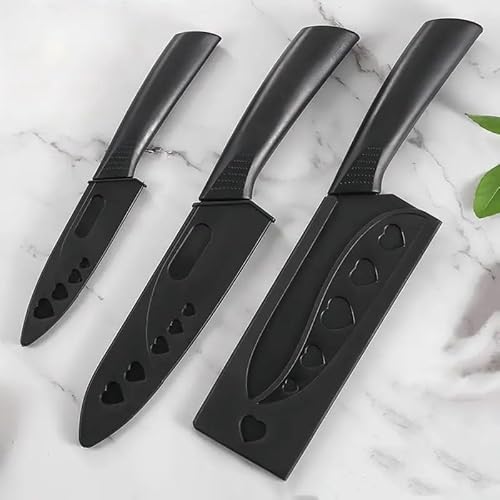 Knife Set For Kitchen ^ Professional 3 Pieces High Carbon Stainless Steel Colour Printed Coated Chef Knife I Utility Knife I Sontuku Knife I Kitchen Knives With Ergonomic Handle. (Dark Black1)