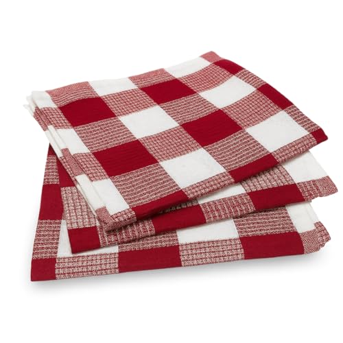 Am Safe X 16X16 Inch Kitchen Duster Cloth/Towel/Napkins, Tea Towels, Dish Napkin, Fridge, Table, Kitchen Platform Cleaning & Roti Napkins, Pack Of 3, Maroon & White
