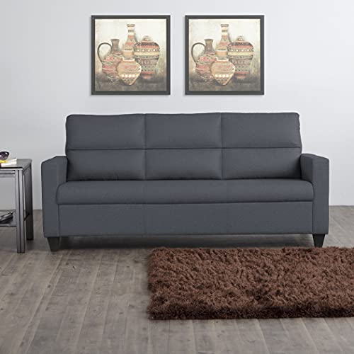 Home Centre Polyester Helios Clary Solid 3 Seater Sofa- Grey