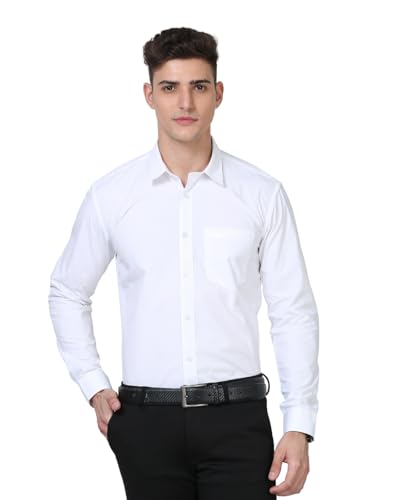 Scott International Shirt For Men | Solid Full Sleeves Wrinkle Free Mens Shirts | Cotton Formal Shirts For Men Regular Fit | Stylish Mens Shirt | Plain Shirts For Mens White