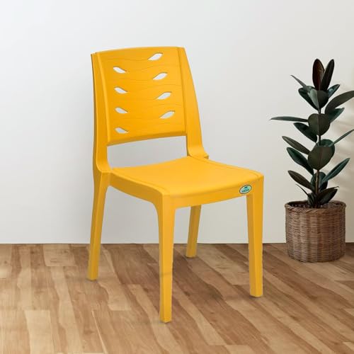 Nilkamal Fern Plastic Chair|For Living Room, Bed Room, Kitchen, Office Room, Outdoor| 100% Polypropylene Stackable Chair (Yellow)