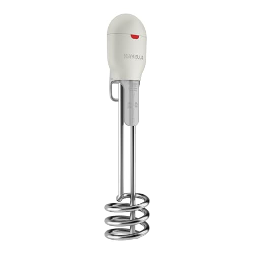 Havells Zeta 1500 Watt Immersion Heater | Isi Mark Heavy Duty 3 Pin Moulded Plug, Touch Protection Cover | Waterproof, Heating Indicator, Nickel Plating, Warranty: 2 Year Comprehensive |(Grey) Plastic