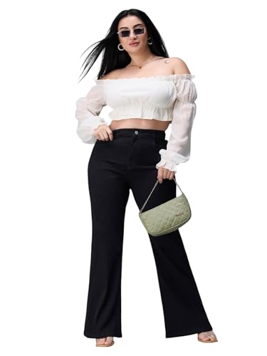 Miss Chase A+ Women’S Bootcut High Rise Regular Stretchable Denim Jeans (Apaw24Den86-81-62-36, Black, 36)