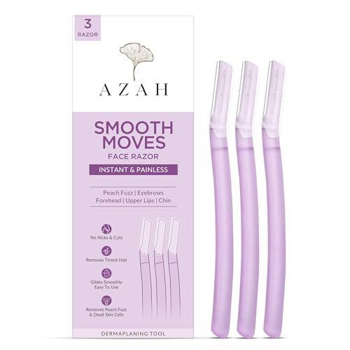 Azah Smooth Face Razor For Woman [Pack Of 3] | Instant & Painless Facial Razors For Women Facial Hair | Perfect For Eyebrows, Upper Lip & Chin | Ideal For All Skin Types