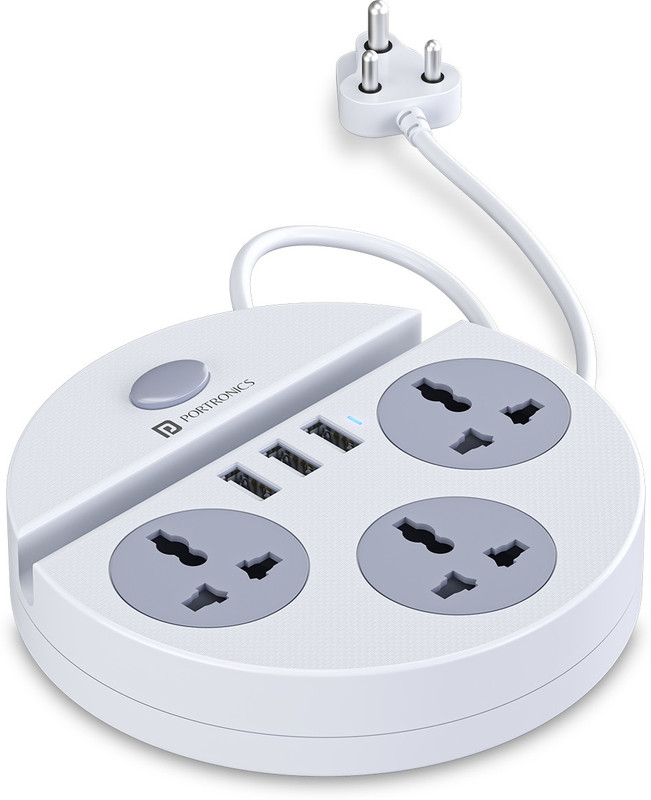 Portronics Power Plate 5 1500W 3Usb + 3  Socket Extension Boards(White, 1.5 M, With Usb Port)