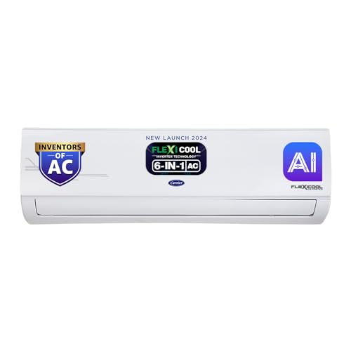 Carrier 2 Ton 5 Star Ai Flexicool Inverter Split Ac (Copper, Convertible 6-In-1 Cooling,Dual Filtration, Auto Cleanser, Ester Exi, Cai24Es5R34F0,White)