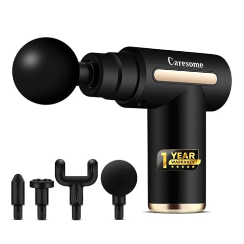 Caresome Deep Tissue Mini Massage Gun|Percussion Massager For Full Body Pain Relief – Neck, Shoulder, Back, Foot|Ideal For Men & Women (Black)