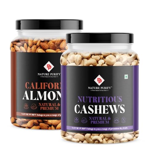 Nature Purify Dry Fruits Combo Pack 800G California Alomnd, Cashew Nuts 400G Each