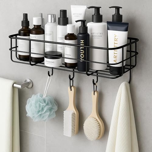 Pulgos Self-Adhesive Wall Shelf Organizer – Durable Wall-Mounted Storage Rack For Bathroom, Kitchen, Toilet & Shower, Multipurpose Space-Saving Shelf, Bathroom Organizer, Washroom Storage (Pack Of 1)