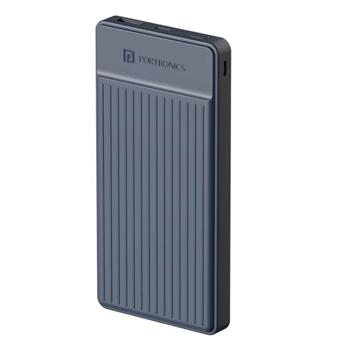 Portronics Luxcell B12 10,000Mah 12W Power Bank, Ultra Slim Power Bank With Usb-A Output Port & Dual Input Ports (Micro & Type C) | Bis Certified |Type C Cable Included|Made In India(Dark Blue)
