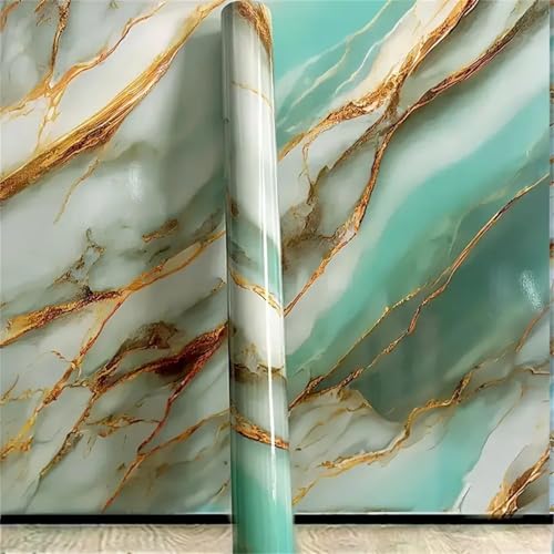 Rezova Premium Wall Stickers Diy Wallpaper Vinyl Marble Peel And Stick Waterproof Wallpaper For Home Kitchen Countertop Cabinet Furniture Oil Proof Kitchen Stickers(60X200Cm) (Premium Sky Gold)