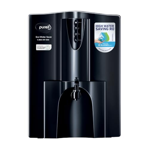 Pureit Eco Water Saver Ro+Uv+Mf+Mineral | 7-Stage | 10L | Up To 60% Saving | Suitable For Borewell, Tanker & Municipal Supply | Table Top | Wall Mountable | Black
