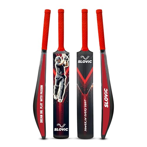 Slovic Cricket Bat [81 X 10 Cm] | Full Size Tennis Bat For Cricket | Cricket Bat-Ball For Kids (10 To 14 Years Old) | Plastic Bats For Indoor Tournament | Lightweight Fiber Bat For Cricket Kit