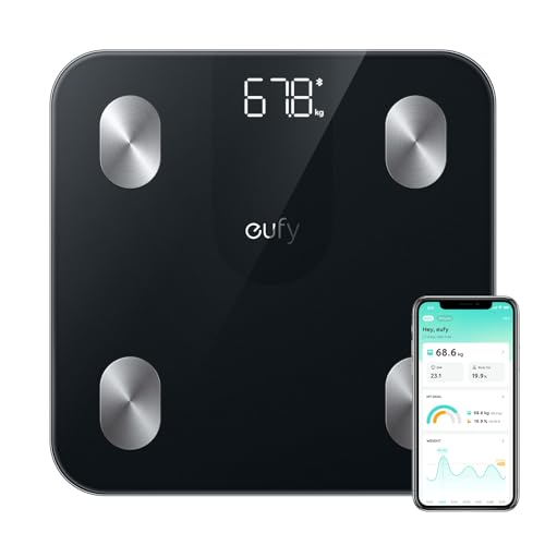 Eufy By Anker Smart Scale A1 Compact Digital Scale With Bluetooth, With 12 Measurements, Weight/Body Fat/Bmi, Fitness Body Composition Analysis, Lbs/Kg -Black