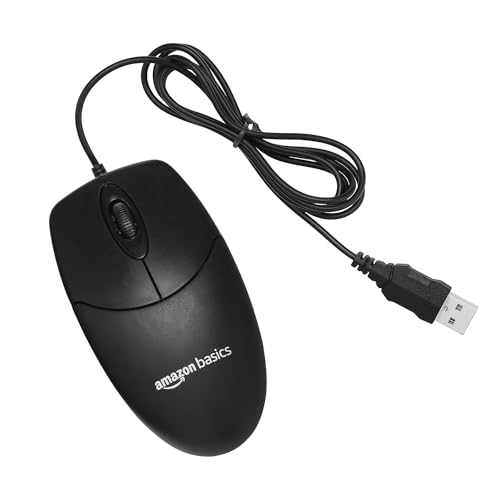 Amazon Basics Wired Mouse | 1000 Dpi Optical Sensor | Plug And Play | Compatible With Pc, Laptop (Black)