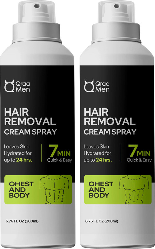 Qraa Men Hair Removal Cream Spray| Painless Body Hair Removal Powder Spray For Men’S Spray(400 Ml, Set Of 2)