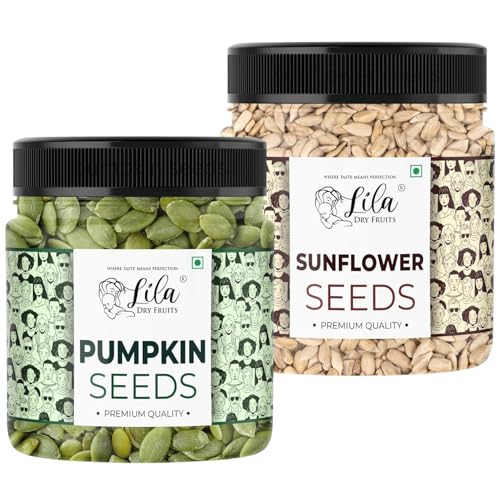 Lila Dry Fruits Raw Pumpkin Seeds 250G And Sunflower Seeds 250G For Eating | Protein Rich Healthy Snacks High Fiber Superfood Immunity Booster Diet Seeds For Salads (500 G) Perfect For Diwali Gifting