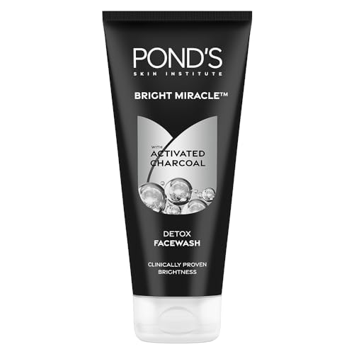 Pond’S Bright Miracle Detox Facewash | 10X Power Of Activated Charcoal| For Deep Cleaned Skin | Reveals Glow, Pollution Clear Face Wash, 200Gm
