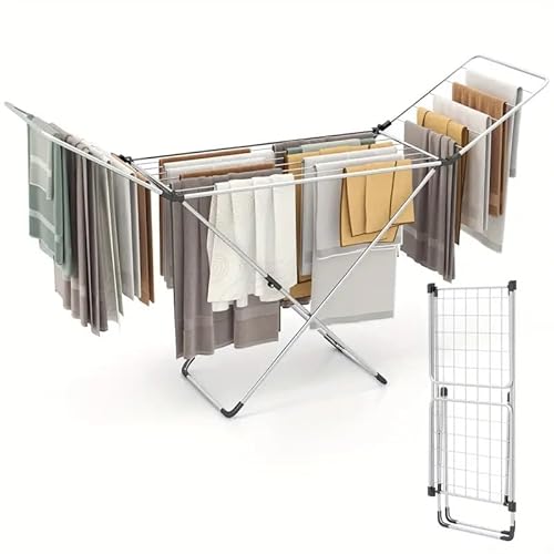 Ez Living Foldable Clothes Drying Rack For Home And Office Use, Silver