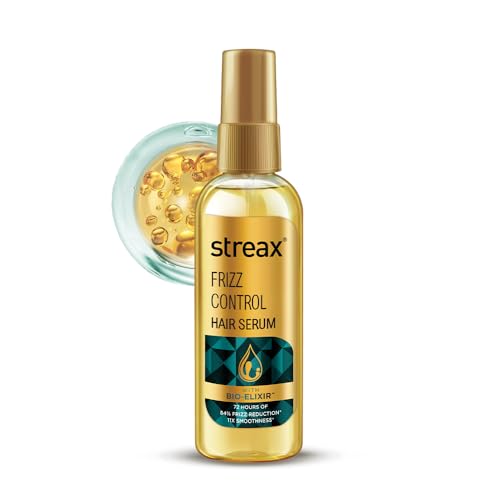 Streax Frizz Control Hair Serum For Dry Frizzy Hair- 100 Ml, 72Hrs Frizz Free Hair, For Women & Men, With Bio – Elixir, 84% Frizz Reduction & 11X Smoothness